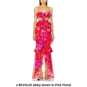 Revolve Pink Floral Gown